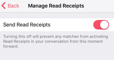 Tinder Read receipts settings