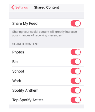 Tinder Feed Settings