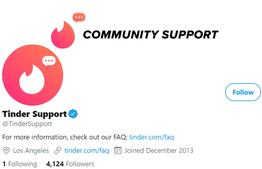 Tinder Twitter Support account