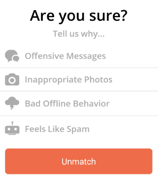 Tinder Unmatch - delete a profile