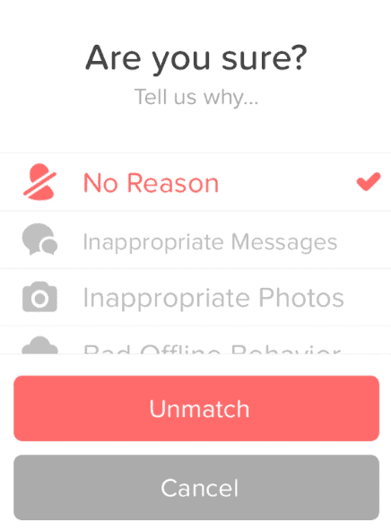 Tinder Unmatch - delete profiles