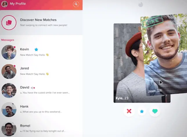 Tinder Online Desktop screen