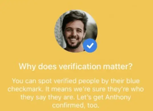 what does the blue check mean on bumble