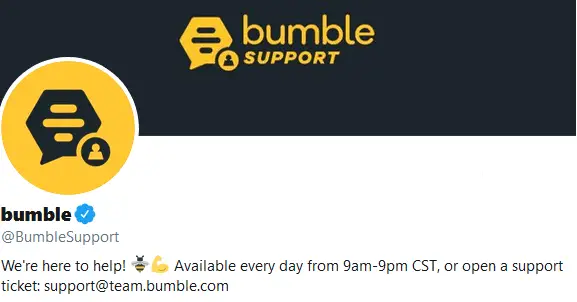 Bumble Support Twitter page