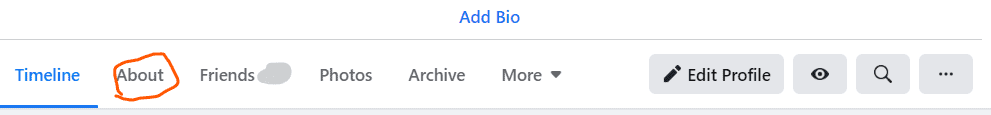 Facebook page About tab