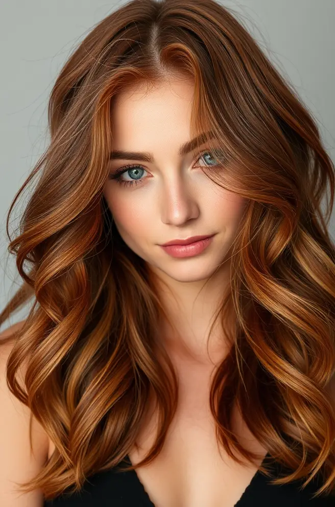 Auburn Hair Color with Waves