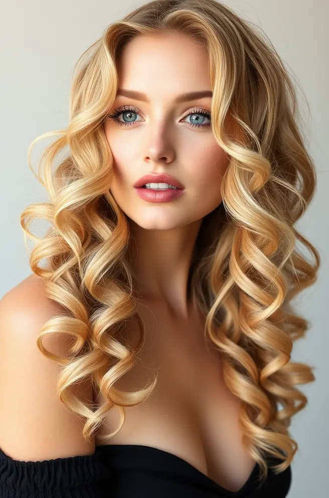 Beachy Strawberry Blonde Hair with Light Curls