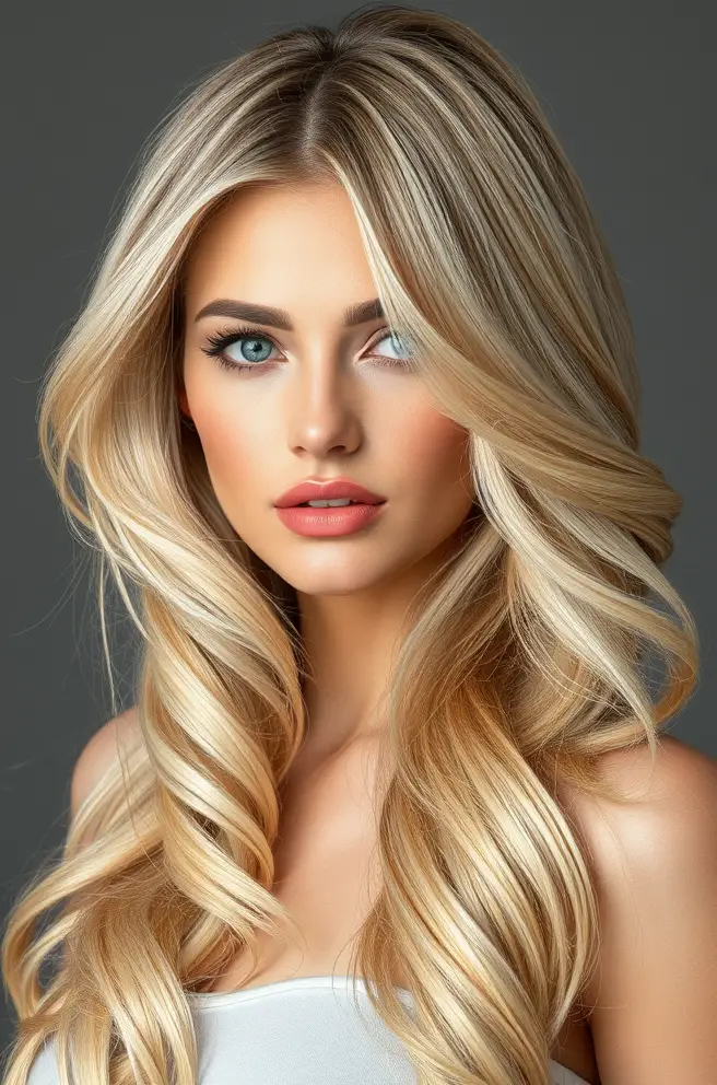 Blonde Hair Cascading in Glamorous Layers