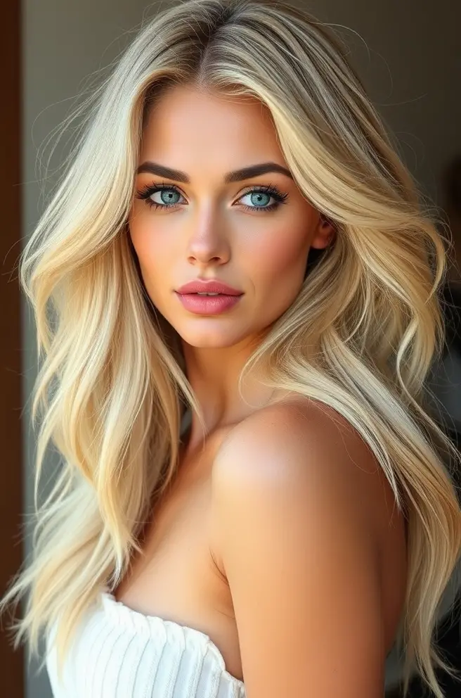 Blonde Hair Styled in Loose Beach Waves