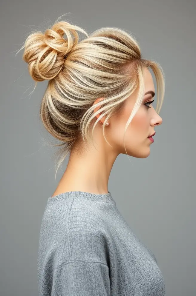 Blonde Hair in a Messy Bun for Effortless Style