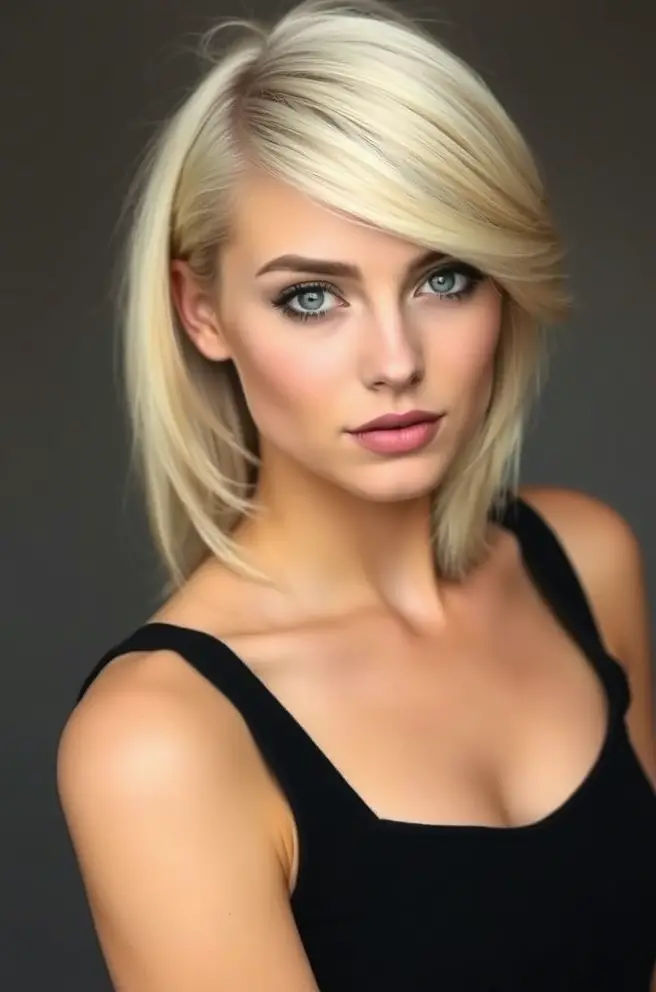 Blonde Hair with a Side Sweep for Elegant Appeal