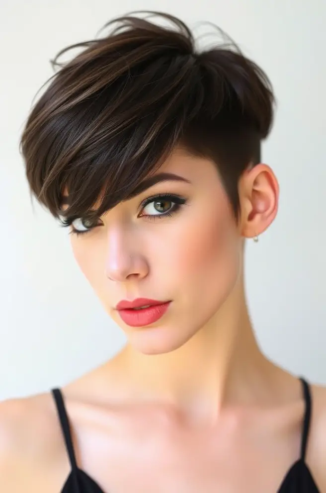 Bold Brown Hair Pixie Cut for a Brave Statement