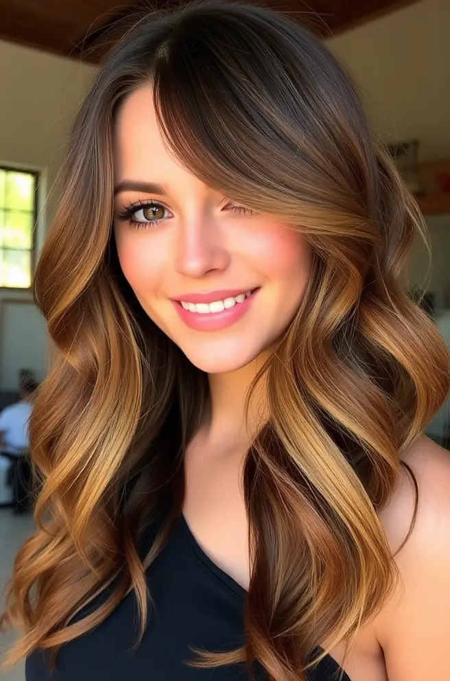 Bold Caramel Balayage Hair for Summer