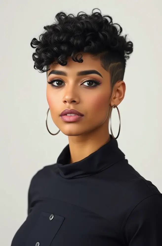 Bold Curly Hair Fade with Tapered Style