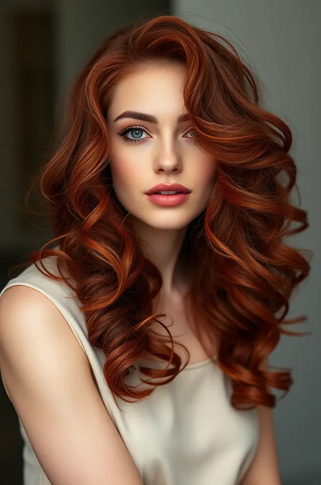 Bold Dark Red Hair Loose Curls Trend