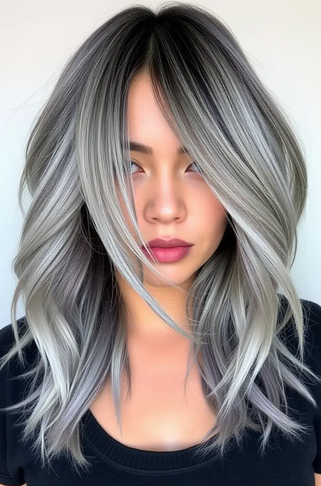 Bold Gray Blending Hair Trends for Dark Hair