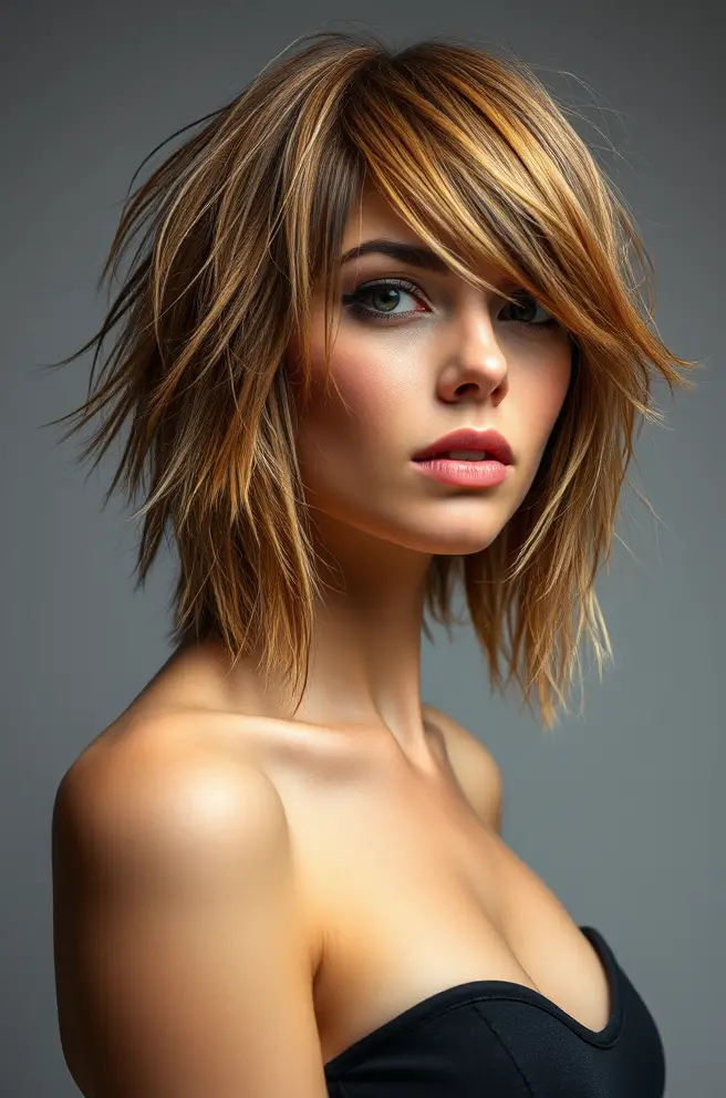 Bold Layered Hair with Choppy Ends for an Edgy Statement