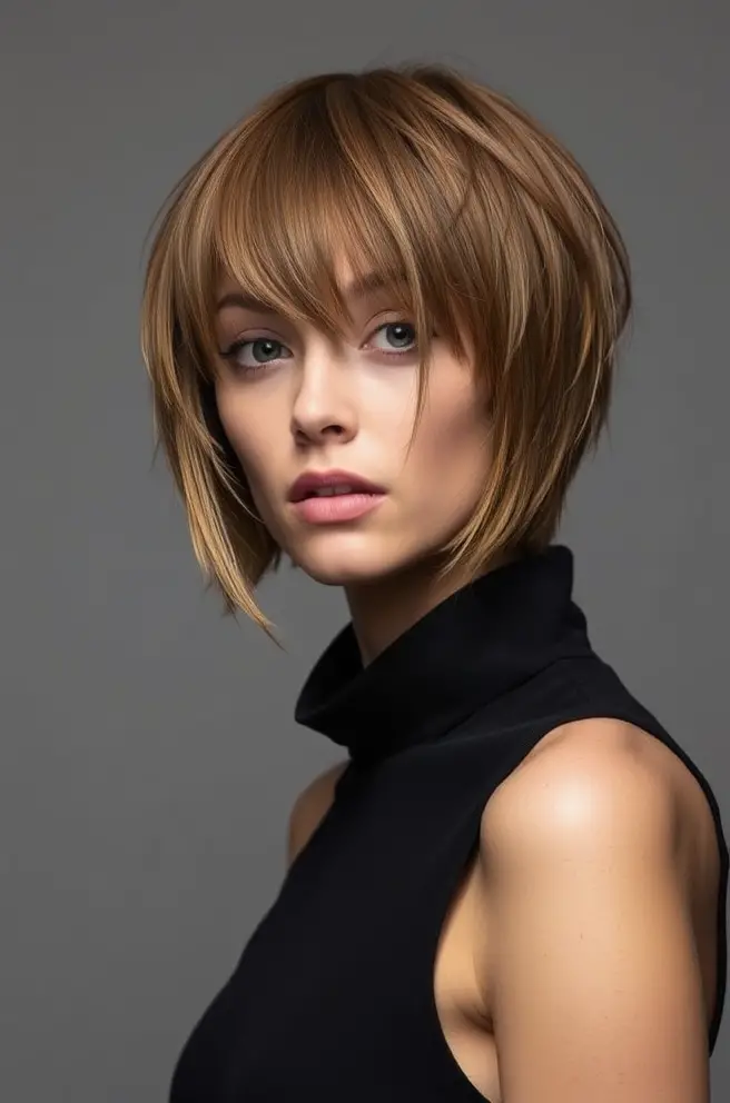 Bold Light Brown Hair with a Shag Cut