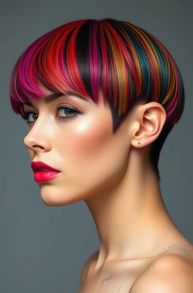 Bold Low Taper Fade for Straight Hair with Vibrant Colors