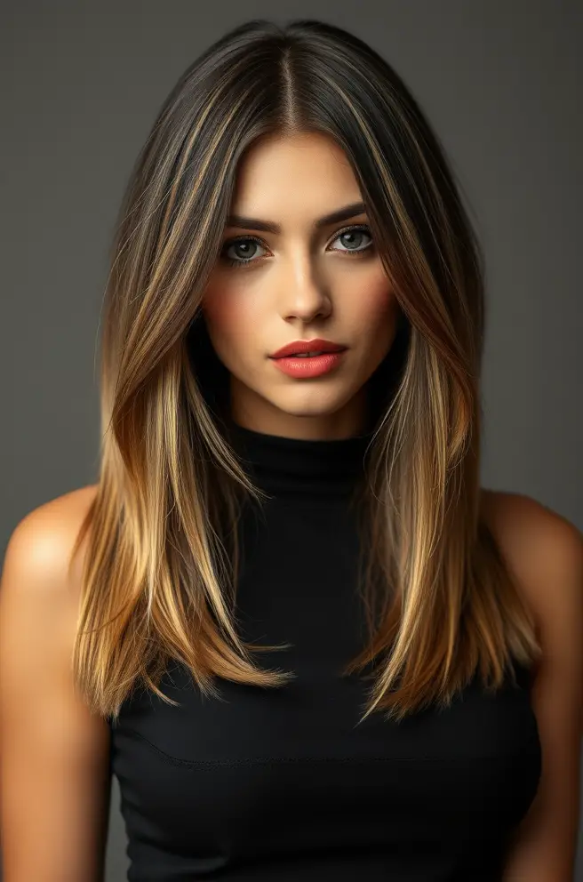 Bold Low Taper Straight Hair with Highlights