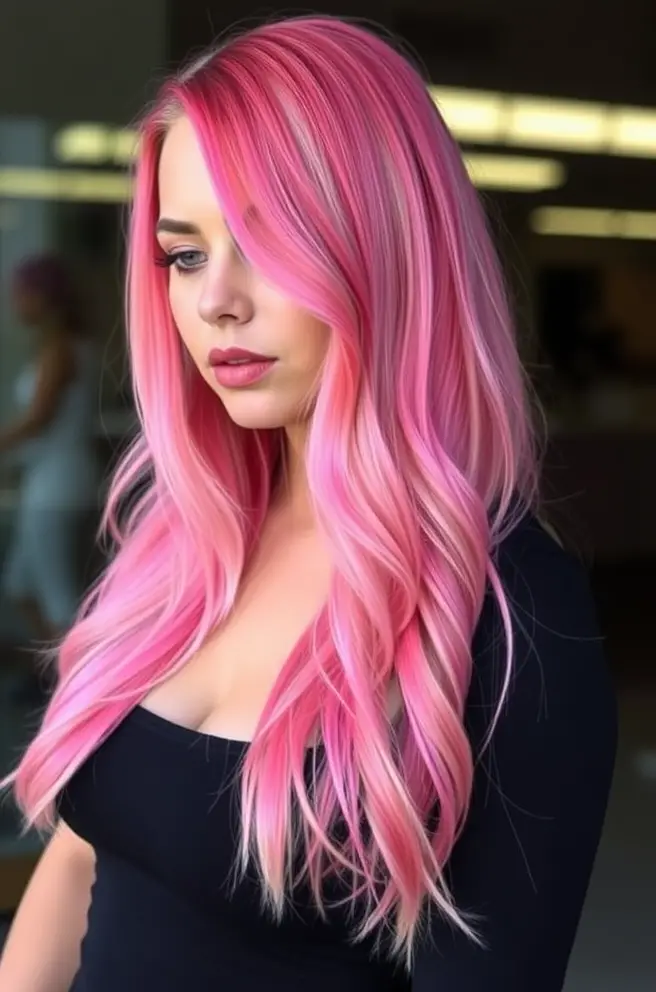 Bold Pink Lemon Hair with Balayage Technique