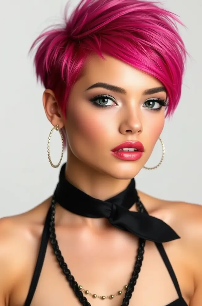 - Bold Pink Pixie Cut to Make a Statement