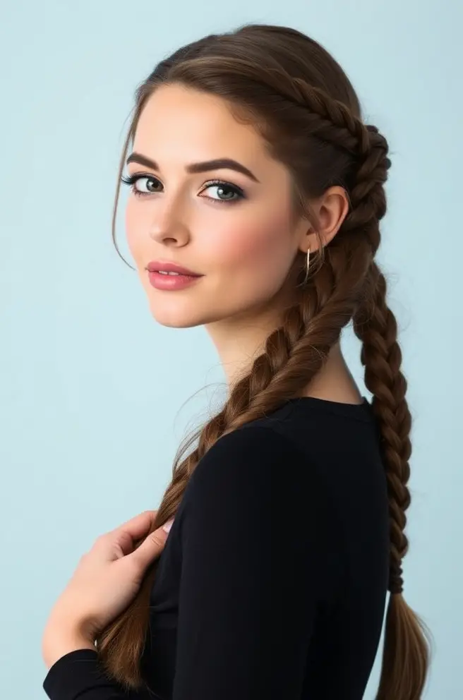 Braided Brunette Half-Up Do for a Sweet Style