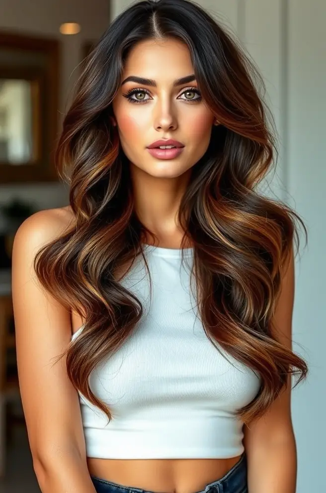 Brunette Ombre Waves for Effortless Glam