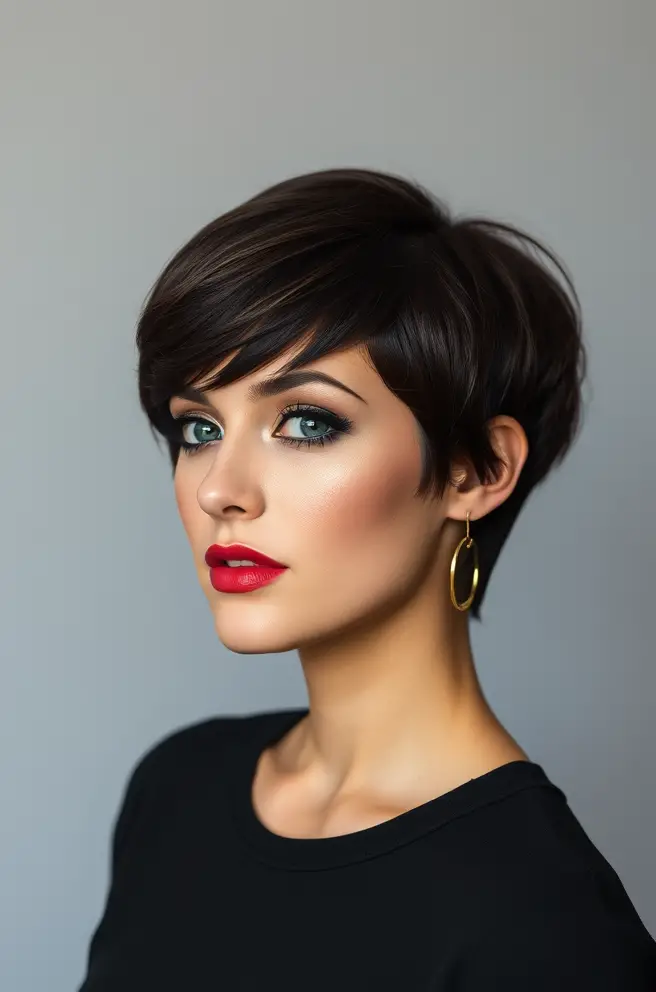 Brunette Pixie Cut for a Bold Statement