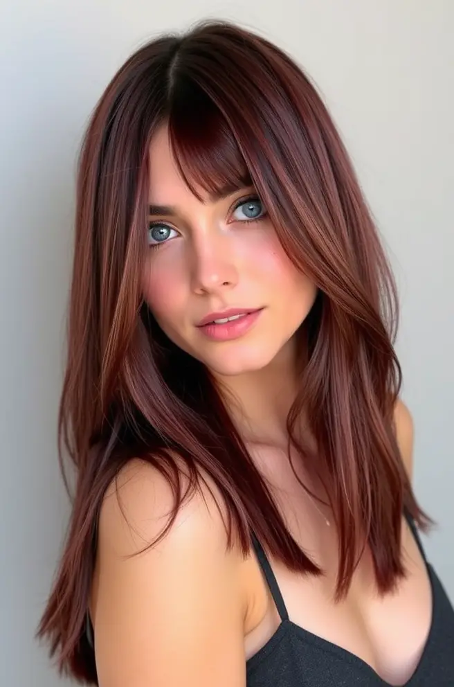 Burgundy Hair Color: Straight Layered Hair for Fresh Appeal