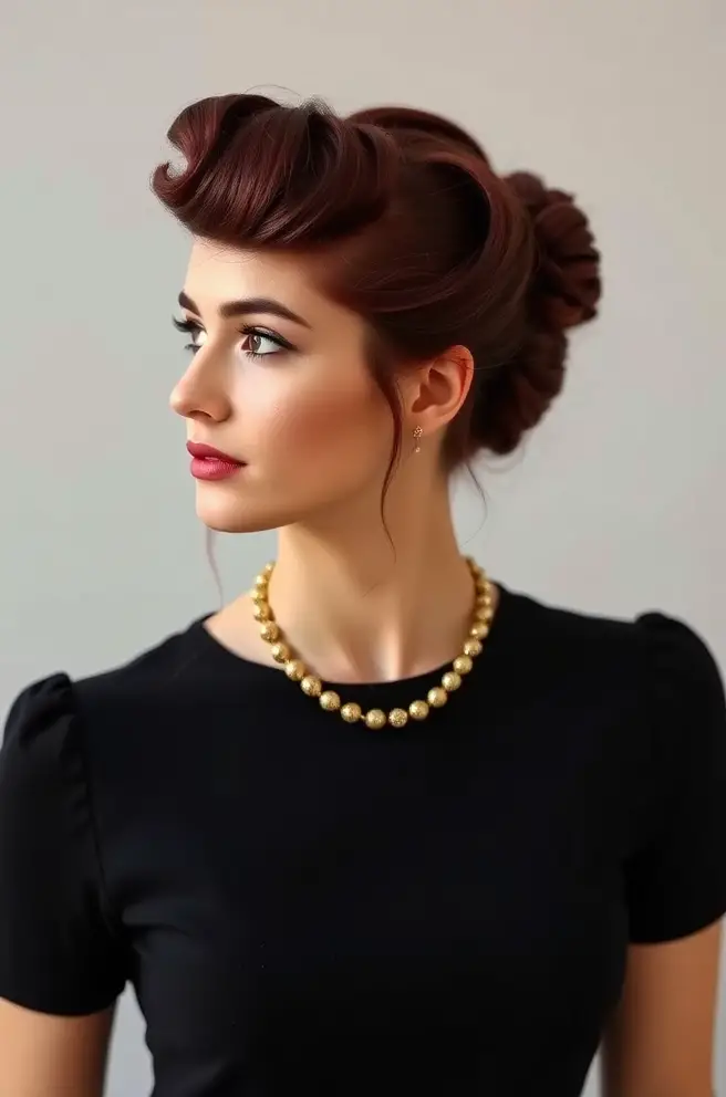 Burgundy Hair in a Vintage Updo