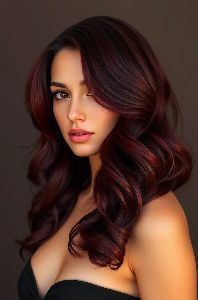 Burgundy Hair with Loose Waves