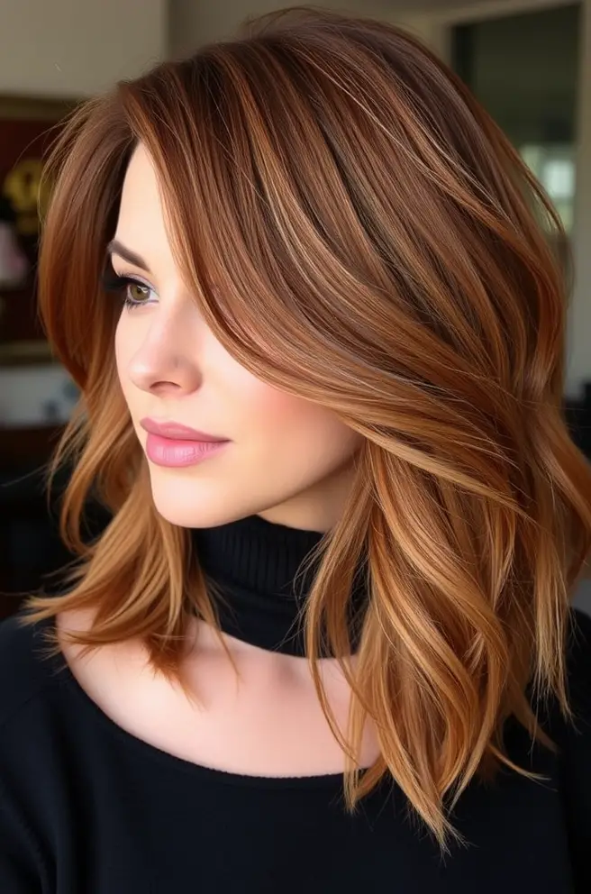 Chic Auburn Hair Color for Medium Length