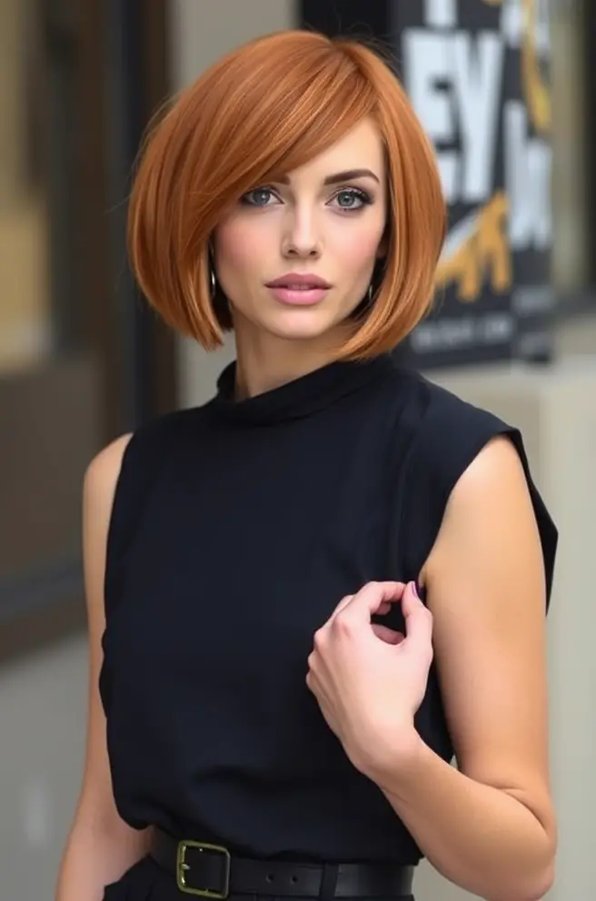 Chic Copper Hair Color for Short Bob Styles