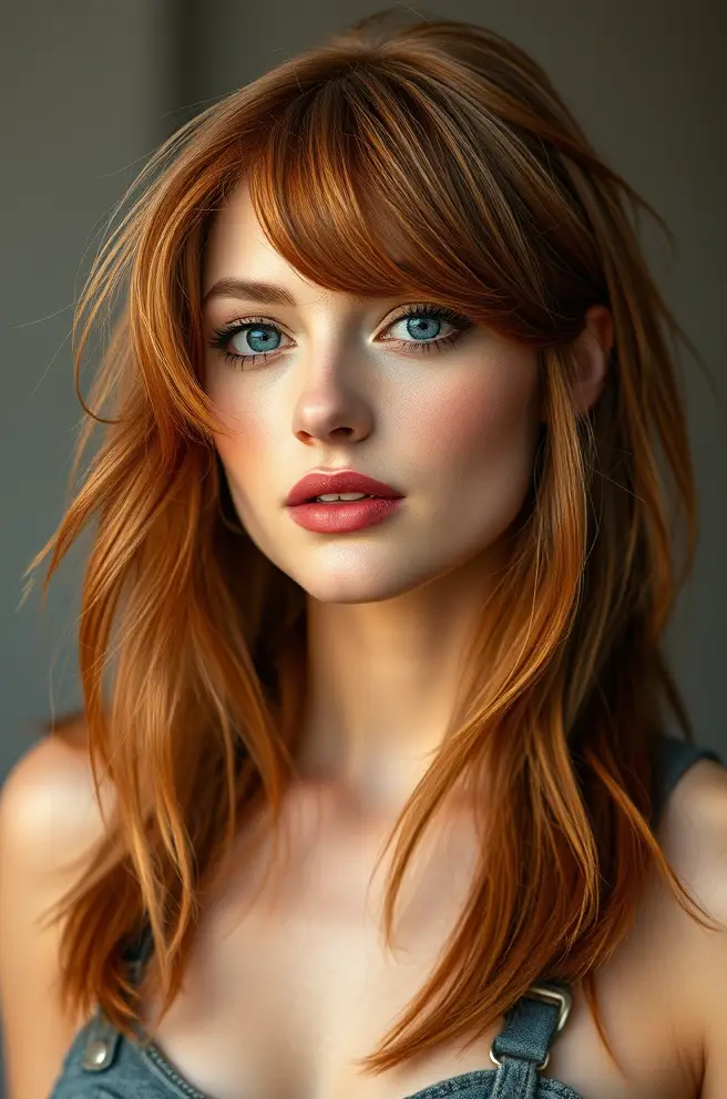 Chic Cowboy Copper Hair with Side Bangs