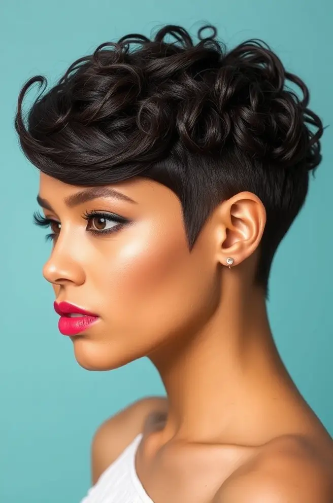 Chic Curly Hair Fade for Short Length