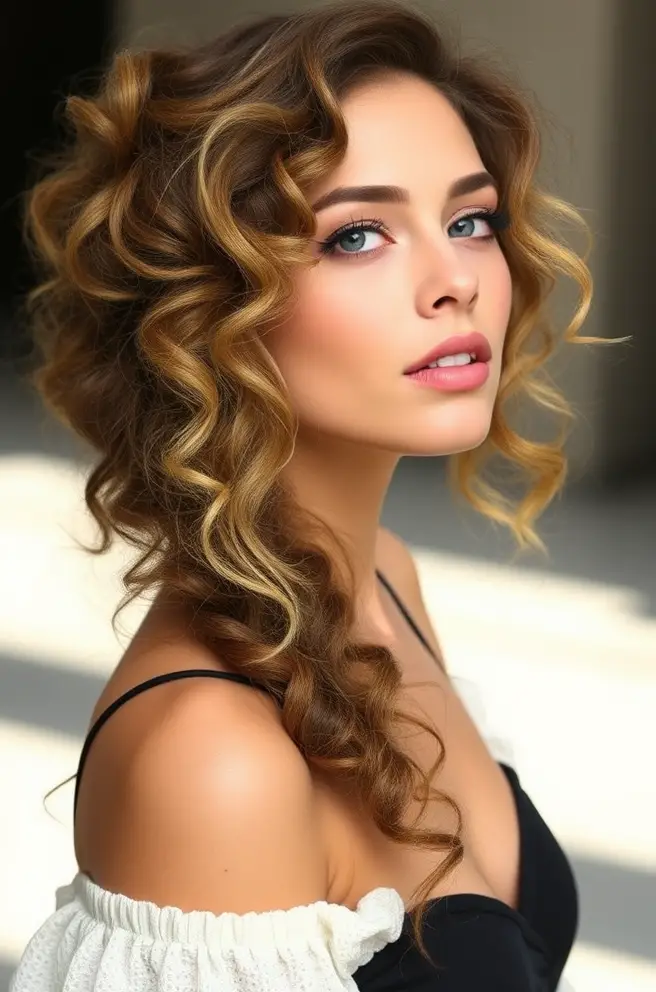 Chic Curly Hair Half-Up Style