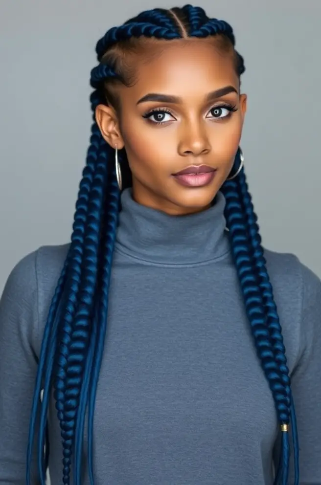 Chic Dark Blue Hair Braids for a Unique Touch