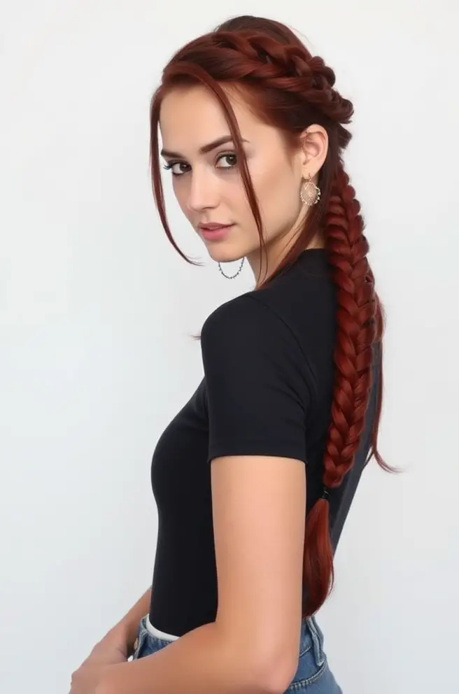 Chic Dark Red Hair Braided Styles