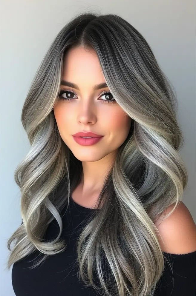 Chic Gray Blending Inspiration for Dark Hair