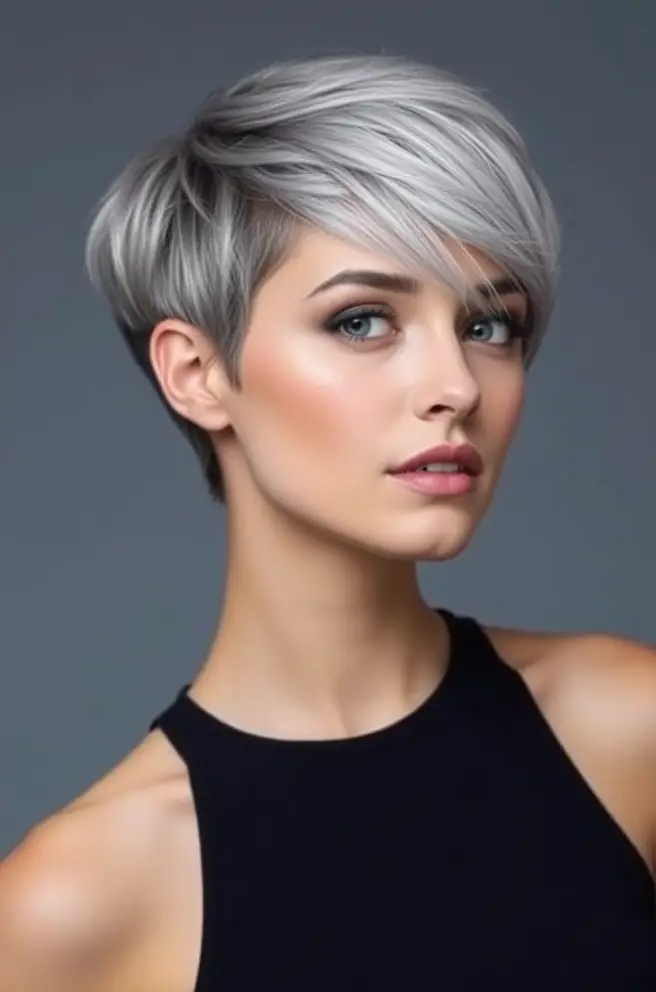 Chic Gray Hair Pixie Cut for a Modern Look