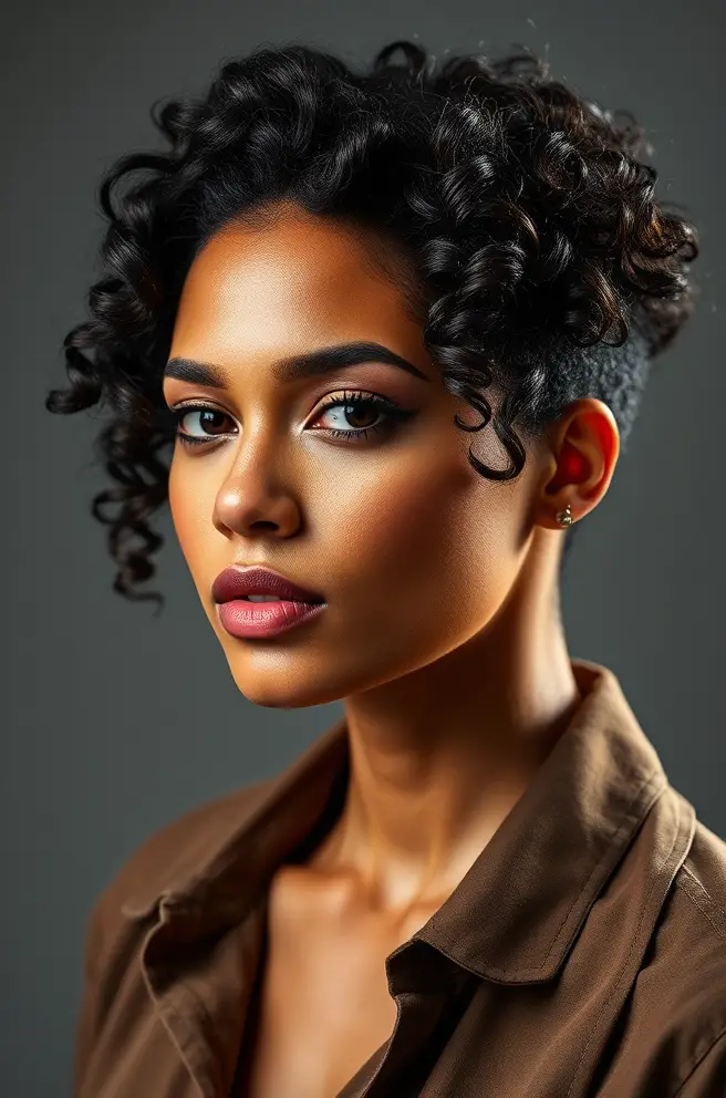 Chic Low Taper Fade Curly Hair for Working Women