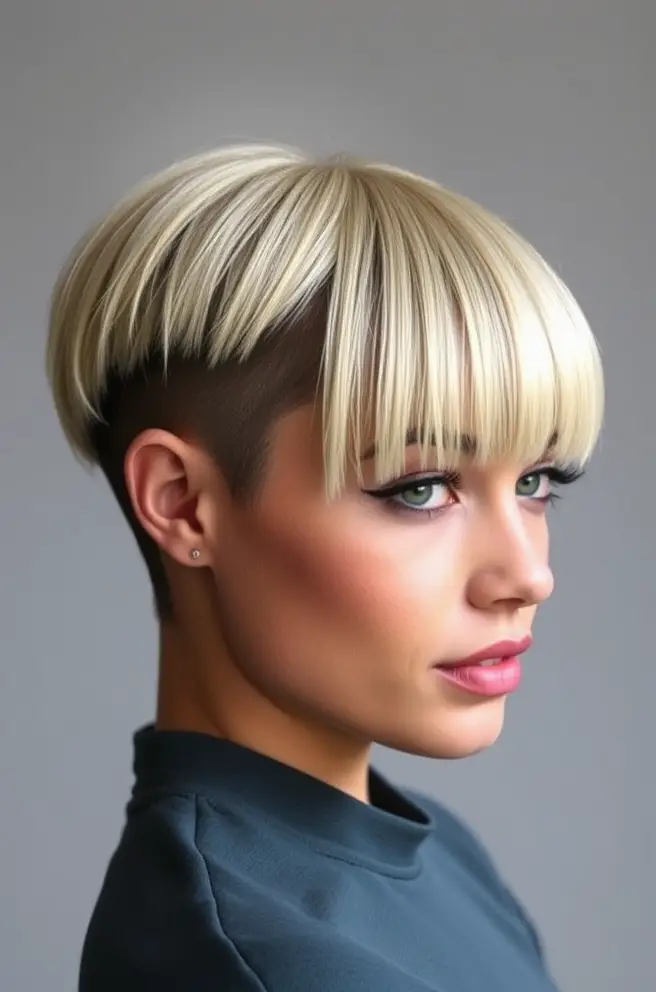 Chic Low Taper Fade for Straight Hair with Bangs