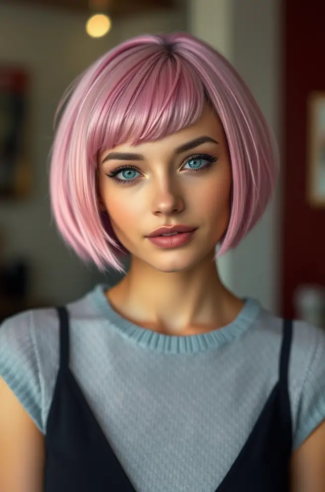 - Chic Pink Bob Haircut for a Trendy Look