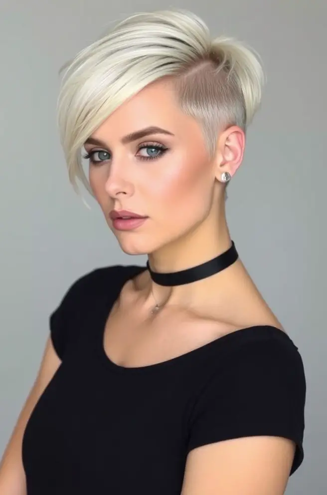 Chic Platinum Blonde Hair with Undercut