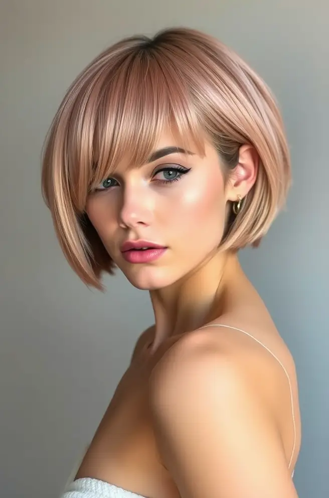 Chic Rose Gold Bob for a Modern Look