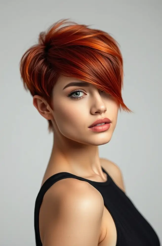 Chic Short Red Haircut for a Bold Look