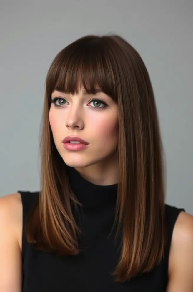 Chic Straight Hair with Bangs