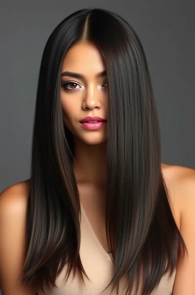 Chic Straight Wolf Cut Long Hair for a Sleek Finish