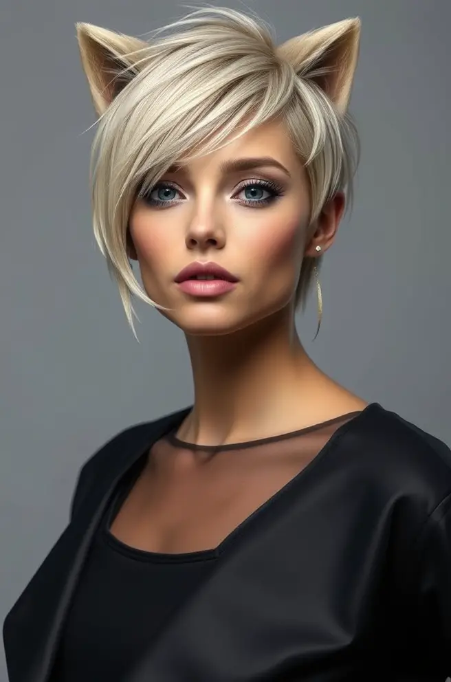 Chic Wolf Cut Short Hair with Face-Framing Layers